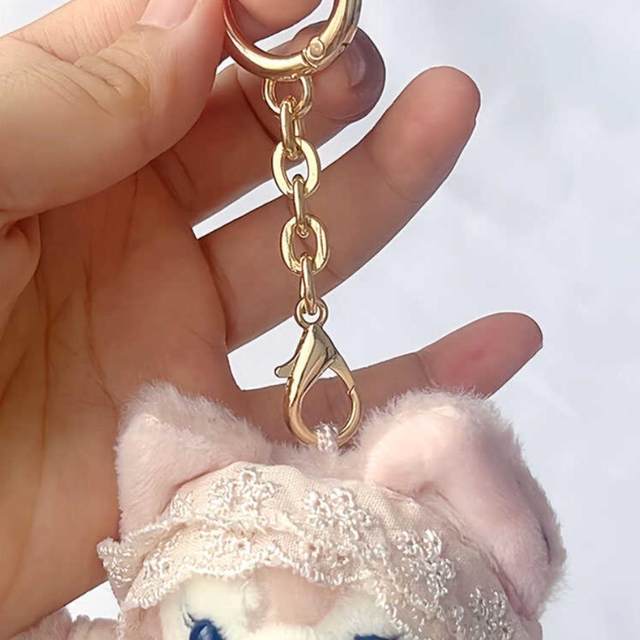 DIY short chain double buckle electroplated lobster clasp upper and lower opening metal jewelry bag pendant accessories hair ball pendant buckle