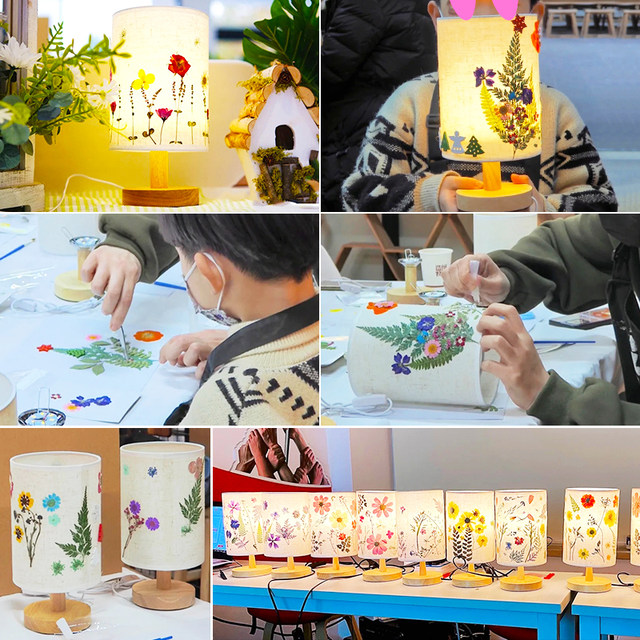 Thanksgiving dried flower table lamp diy material package hand-pressed embossed table lamp night light ornaments team building activities