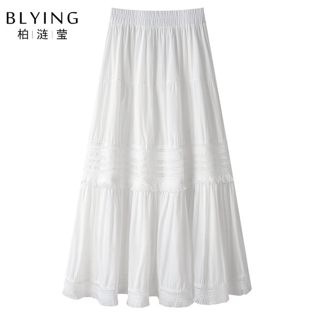 Black lace puffy skirt for women 2025 new autumn high-waisted a-line cake skirt slimming big hem mid-length skirt