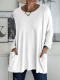 ebay Amazon wish spring, autumn and winter new style European and American round neck long sleeve loose pocket solid color T-shirt casual women
