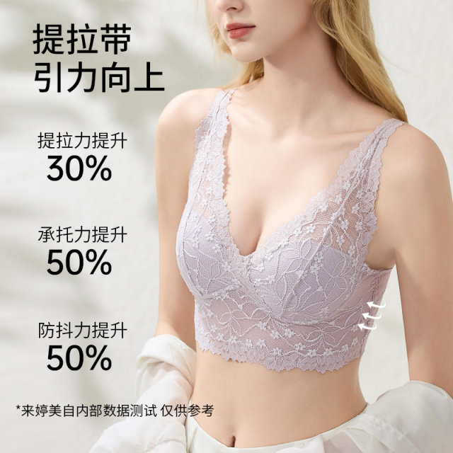 Tingmei 25 new small breasts gathering thin underwear adjustable type, no steel rings, side breasts, French sexy lace underwear