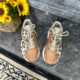 Mushroom purchase agent, leopard print splicing brown environmentally friendly thick-sole sports and leisure 35-digit, dust bag packaging