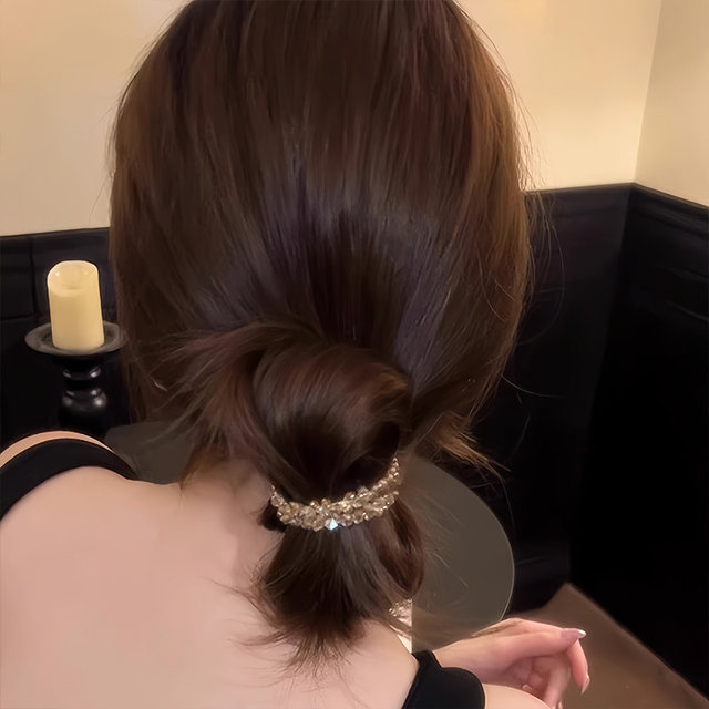 Korean rhinestone light luxury head rope 2025 new style broken ice high-end hair circle celebrity hair rope bracelet dual-purpose hair accessories