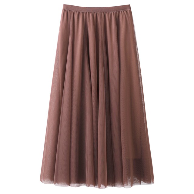 Add fat and large size tulle skirt for women's skirt for summer A-line skirt mesh skirt high waist long skirt fat mm200Jin [Jin equals 0.5 kg] Spring and Autumn