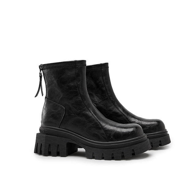 High-altitude flight 6cm increased thick-soled short boots for women round-head winter new style plus velvet slim boots