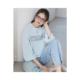 1h refundable Japanese direct mail area 23 women's MVS cotton embroidered letter pattern 7-quarter sleeve loose T-shirt KKS2