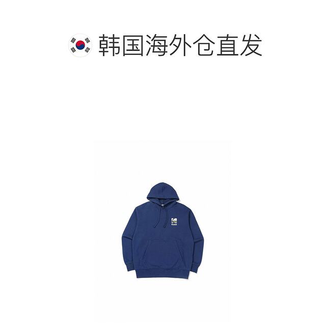 Korean direct mail Kodak clothing RAINBOW SEMI Overfit hooded T -shirt blue loose
