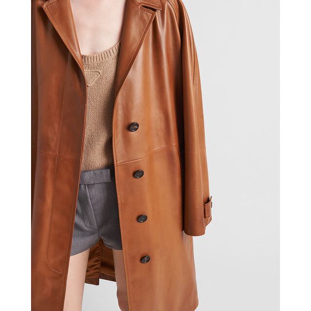 European Direct Mail PRADA (Prada) Women's Soft Sheep Leather Coat Trench Coat Classic