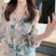 2025 spring and summer new style Hong Kong style temperament design sense floral shirt feminine white and slim long-sleeved shirt for women