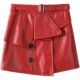 A-line skirt for women 25 autumn new genuine leather red leather skirt sheepskin high-waisted slim short skirt asymmetrical skirt