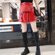 A-line skirt for women 25 autumn new genuine leather red leather skirt sheepskin high-waisted slim short skirt asymmetrical skirt