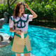 Flower Fairy Original Niche Year Summer Retro French Splicing Contrast Color High Waist Short Skirt Asymmetrical Design Sex Skirt