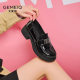 Gomeqi British style small leather shoes for women versatile black loafers 2025 spring new thick-soled women's shoes jk single shoes