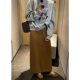 Drawstring versatile straight skirt knitted skirt women's autumn new loose hip-covering slit long skirt A-line skirt bag skirt