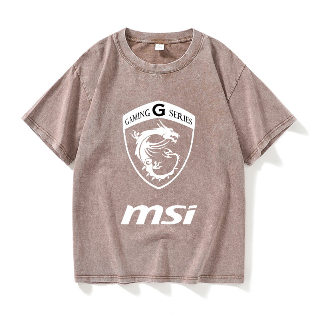 MSII MSI Red Dragon LOGO Computer City Gection Term T -shirt Short -sleeved Student clothes Female and Men's Ladder Big