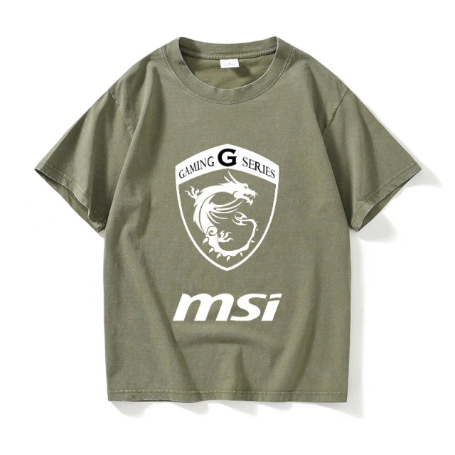 MSII MSI Red Dragon LOGO Computer City Gection Term T -shirt Short -sleeved Student clothes Female and Men's Ladder Big
