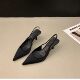 Large size women's shoes 41-43 wide fat high heels for women's autumn and winter new pointed toe shoes low heels black 42 sandals