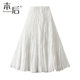 
8081 Thin irregular pleated loose slim large hem skirt versatile A-line skirt summer women's long skirt new style