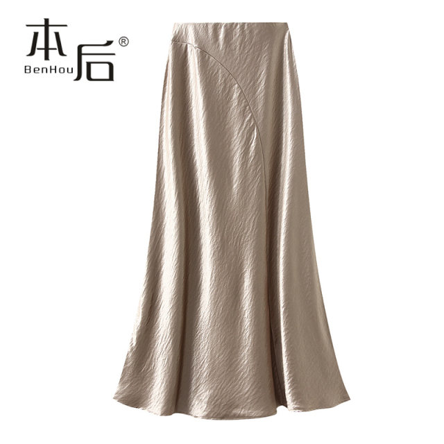 9860 Thin irregular satin fishtail skirt summer women's long skirt new slim and elegant skirt imitates jealous
