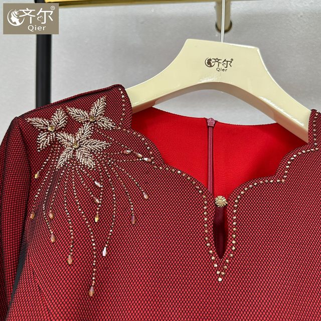 
High-end mother-in-law wedding dress cheongsam young married mother wedding dress small temperament big brand fake two pieces