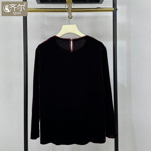 
Middle-aged and elderly women's velvet tops 2025 autumn new Chinese style three-dimensional flower exquisite large size tops trendy