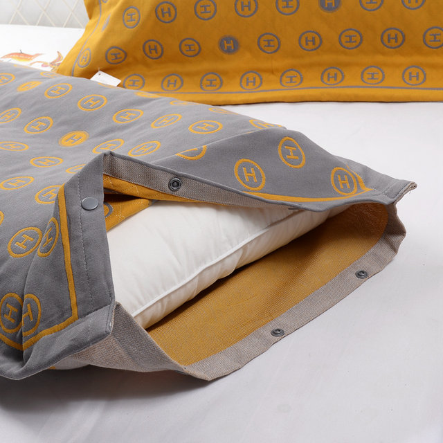 High-density pure cotton gauze snap pillowcase 48*74/student adult pillow core cover pillow cover cover pair thickened and breathable