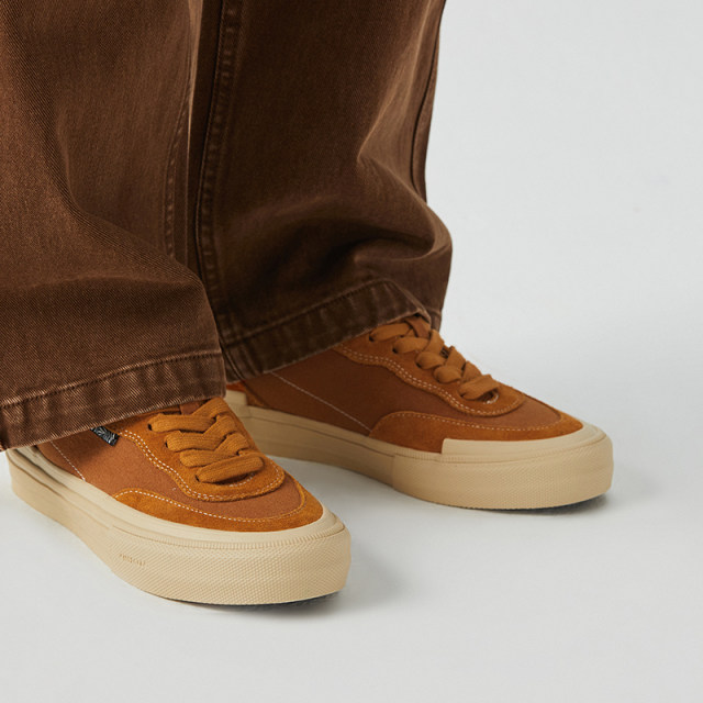 VISION official FLAT TOP almond brown low-top suede canvas shoes for ...