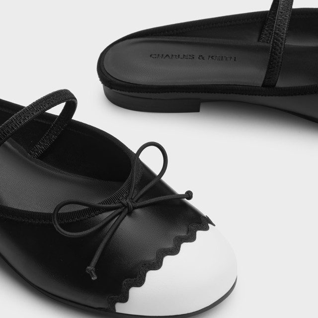 CHARLES/KEITH summer women's shoes CK1-71720069 flat bow color-blocked half-slippers for women
