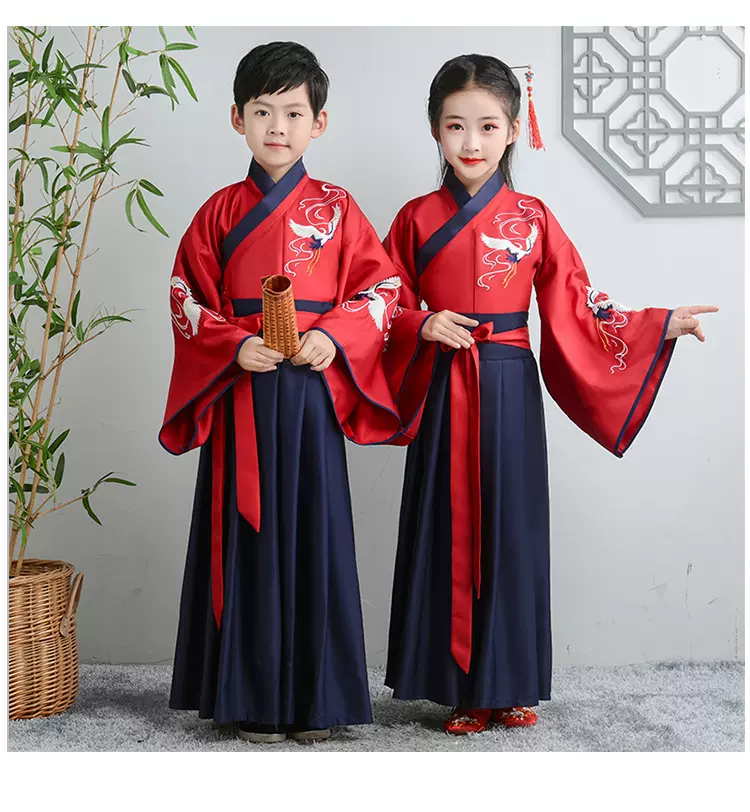 汉服男童古装中国风秋冬演出服新年服装女童国潮儿童小学生