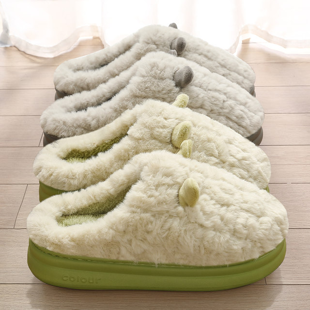 
Cotton slippers for women in autumn and winter 2025 new home interior warm plush thick-soled confinement slippers