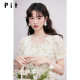 PIT button-down shirt for women in summer new women's floral elastic square collar puff sleeve sweet top