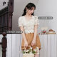 PIT button-down shirt for women in summer new women's floral elastic square collar puff sleeve sweet top