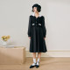 PIT retro temperament, elegant and simple slim dress for women 2024 autumn new little black skirt
