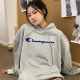 Japanese version of autumn and winter champion hooded pullover sweatshirt for women couple plus velvet thickened loose oversize cotton top for men