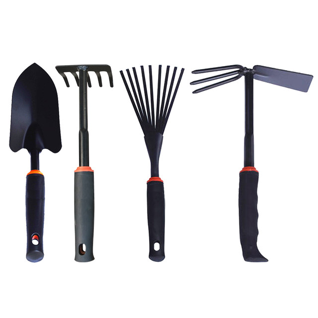 Gardening tool set of four, home digging shovel, flower planting tool, flower growing succulent tool, vegetable gardening hoe, rake