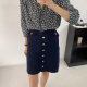 European and American cotton pockets slim solid color button commuting OL skirt, original foreign trade single women's summer and autumn new style