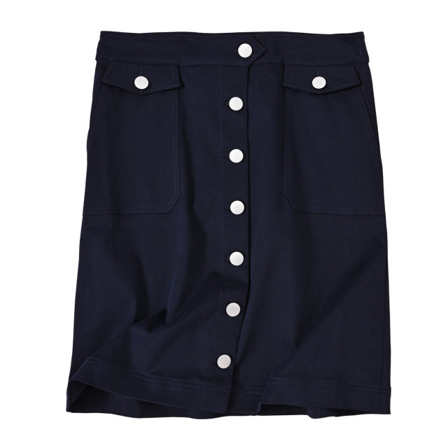 European and American cotton pockets slim solid color button commuting OL skirt, original foreign trade single women's summer and autumn new style