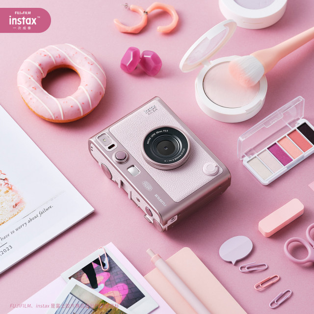 Fuji mini evo warm rose camera gift box contains instant photo paper digital analog mini camera