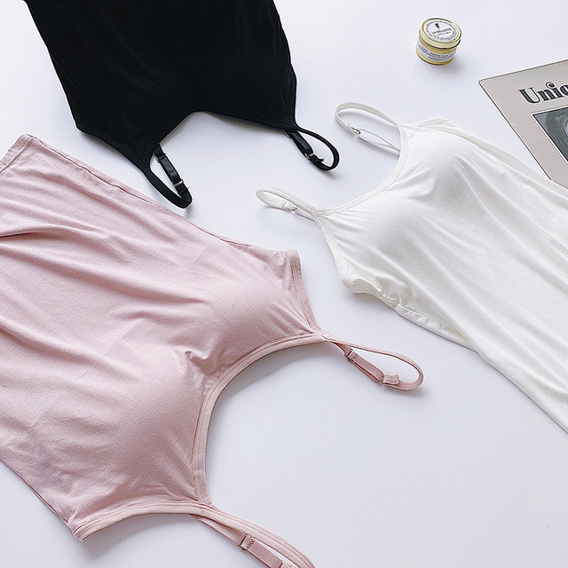 Thin women's chest pad vest without wear bra cup integrated yoga base and adjustable suspender underwear