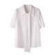 CHICBLISS White Chiffon Shirt Women's Summer Bow Lace Commuter Draped Point Collar Shirt Women's Short Sleeve