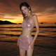 OMOM new fashion flash diamond sexy hot girl skirt bikini three-piece swimsuit beach vacation ladies swimsuit