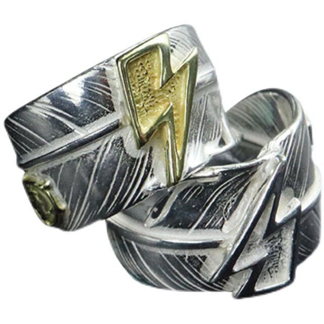 Ivala Laoshima see Taro Washimi Pure silver 18K gold lightning solarin feather ring men and women all silver models
