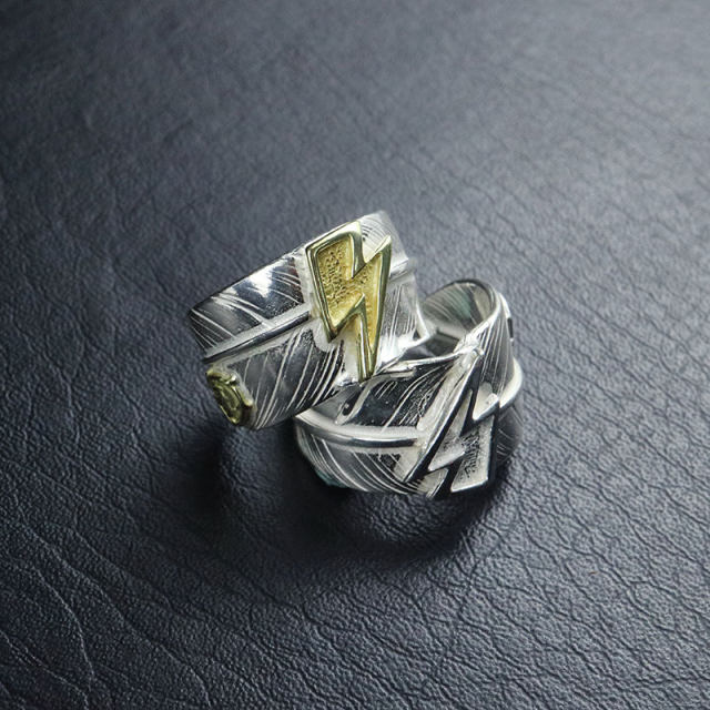 Ivala Laoshima see Taro Washimi Pure silver 18K gold lightning solarin feather ring men and women all silver models
