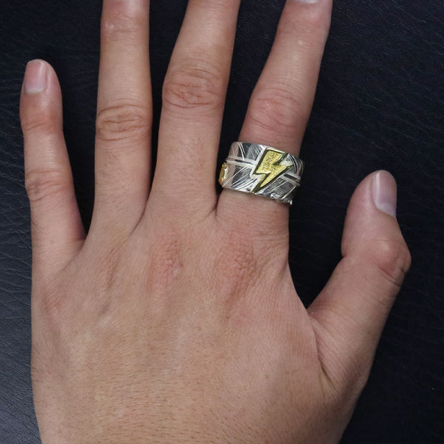 Ivala Laoshima see Taro Washimi Pure silver 18K gold lightning solarin feather ring men and women all silver models
