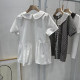New summer white doll collar small loose women's shirt pullover short-sleeved cotton versatile women's top with large size