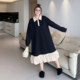 Yuanzijia large size autumn Korean style simple fat mm temperament versatile Polo neck round neck lotus bottom splicing dress