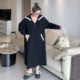 Yuanzijia large size autumn fat mm loose long sleeves round neck slimming temperament simple versatile hooded dress