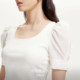 Vero Moda T-shirt 2025 summer new round neck puff sleeve bright silk knitted T-shirt versatile 325102028