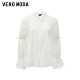 Vero Moda shirt for women 2024 spring new sweet and elegant elastic bow flared sleeve top
