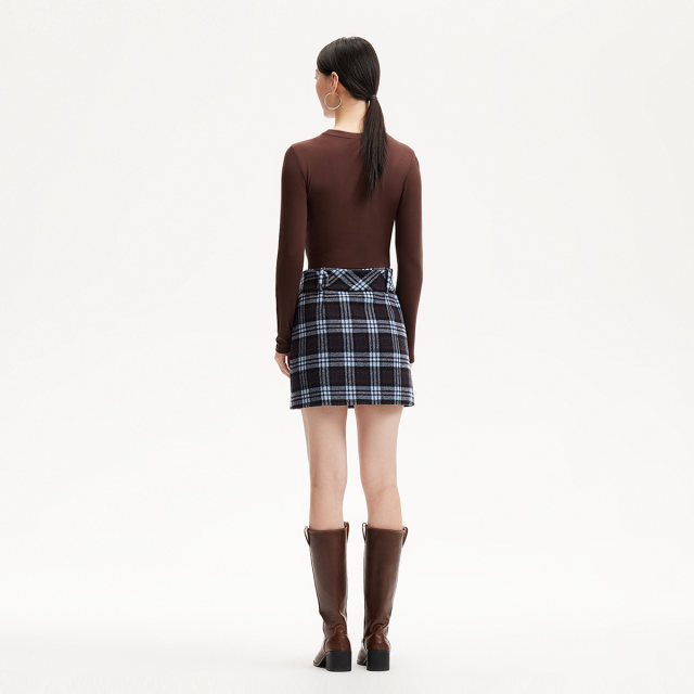 Vero Moda skirt for women 2025 spring new MIU checked A-line hip-pack skirt 325116019